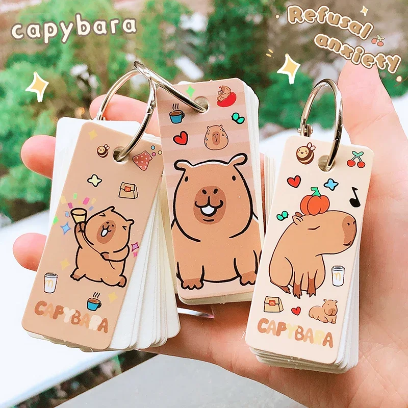 Lindo cuaderno de notas Capybara kawaii, papelería para estudiantes, accesorios de oficina, suministros escolares, Mini Bloc de notas diario portátil