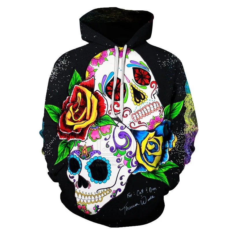 Personality Halloween Horror Night MenWomen 3DPrint Hoodies Street Wear Sweatshirt Hip Hop Hooded FireAndSkull Harajuku Pullover