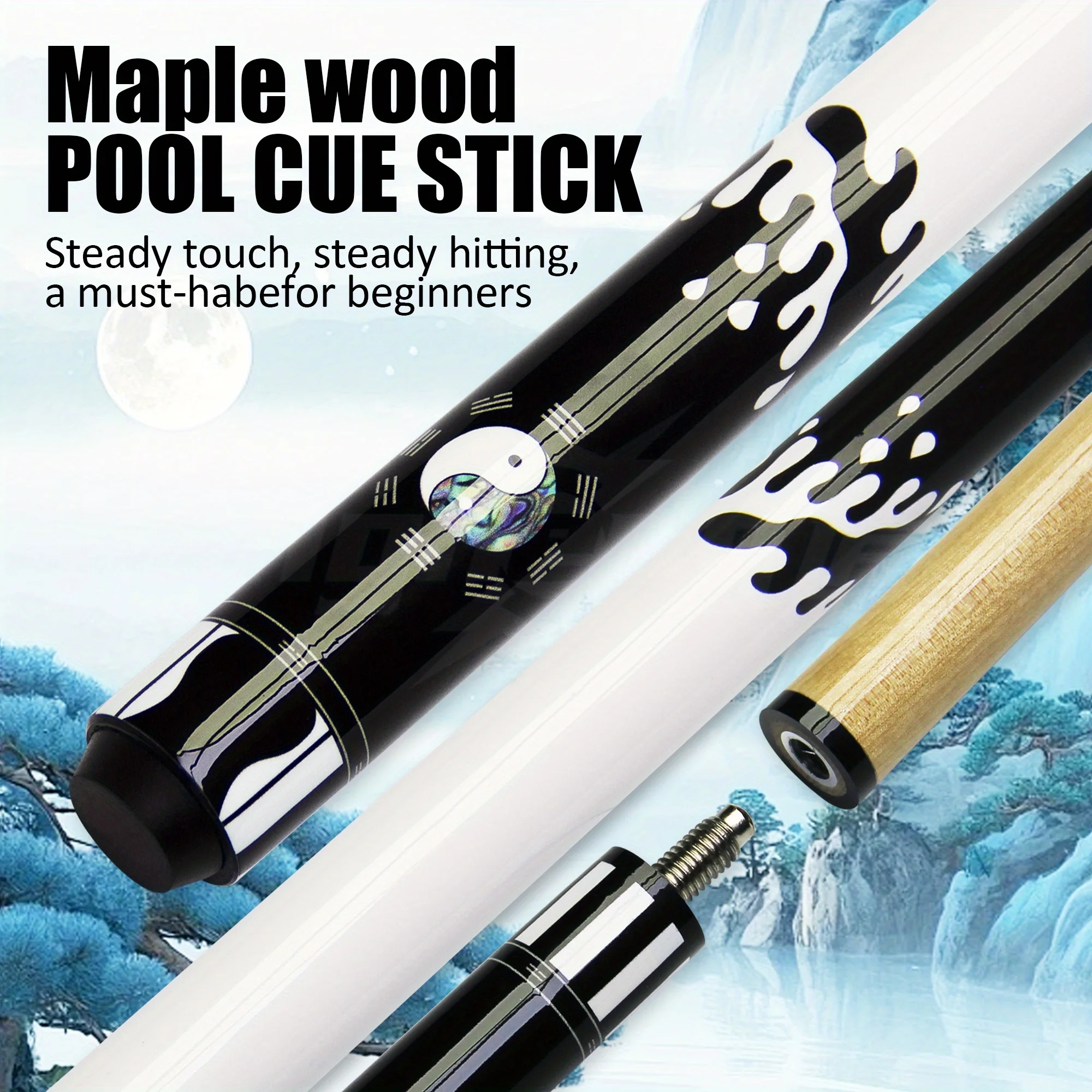 hit productHot Sale  American Billiards Tightly Connected Power Transmission  Taiji Pattern  Maple Professional Billiards Rod 13