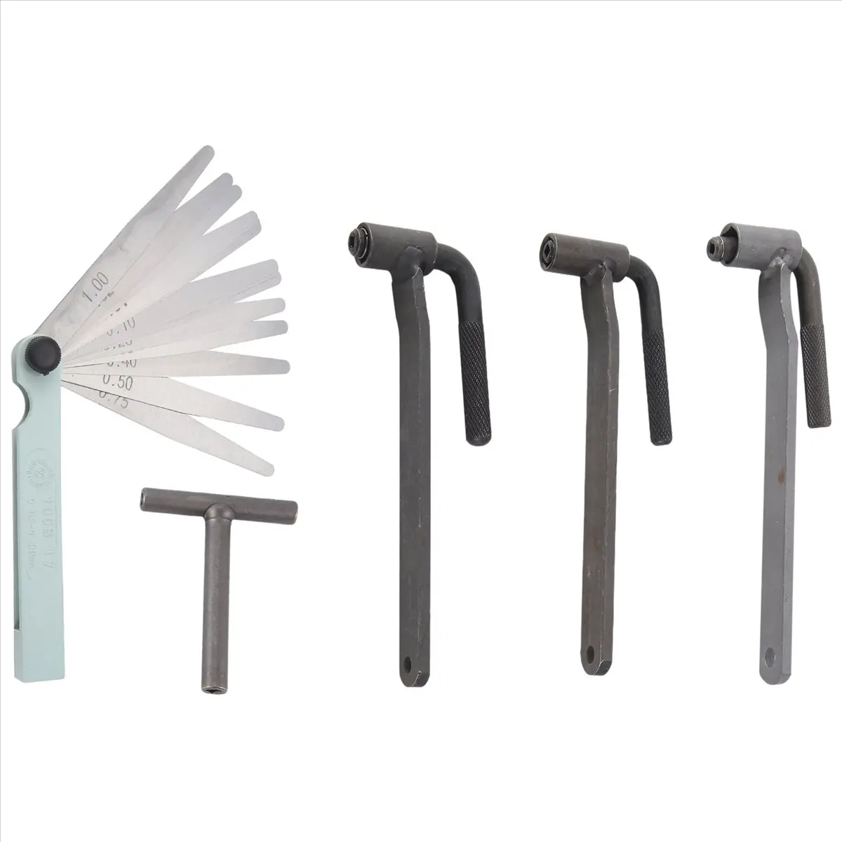 BAAQ Universal Motorcycle Engine Valve Adjustment Tool Valve Screw Wrench 8mm 9mm 10mm T Type Spanner 0.1-2mm Feeler Gauge