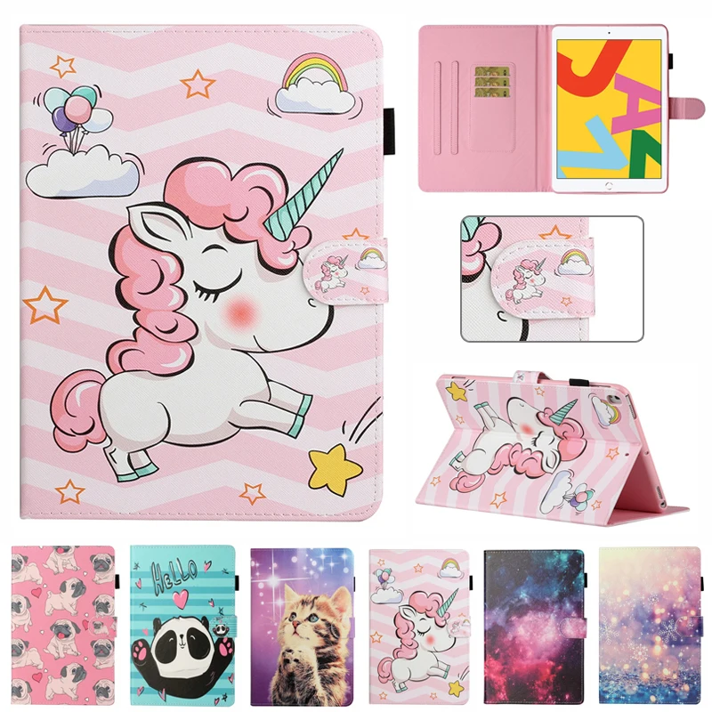 Lovely Unicorn Cat Panda Tablet Cover For iPad 10.2 9.7 Case Wallet Stand Shell For iPad 9 8 7 th 6 5 Air 1 2 Mini 6 5 Case