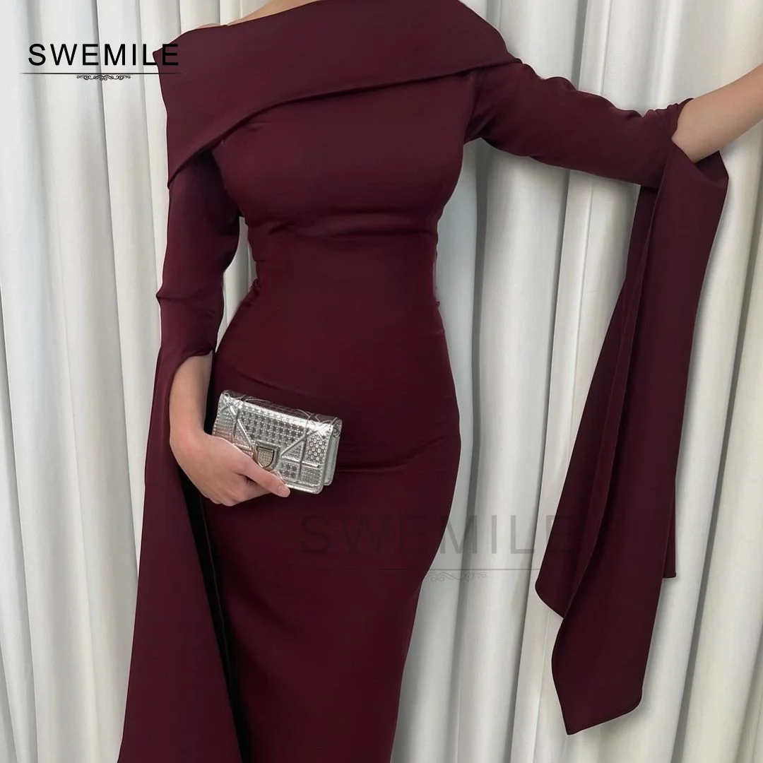 SWEMILE Sheath Strapless Floor-Length Evening Dress Lining Zipper Up Dresses For Special Events Long Sleeves Dresses For Prom