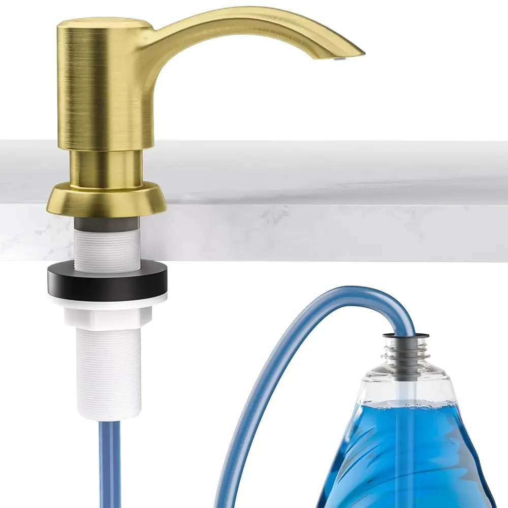 

Built-in Kitchen Sink Soap Dispenser (Gold Brushed) with 39" Extended Tube Kit, Upgraded Leak-Proof Design, No More Messy Re