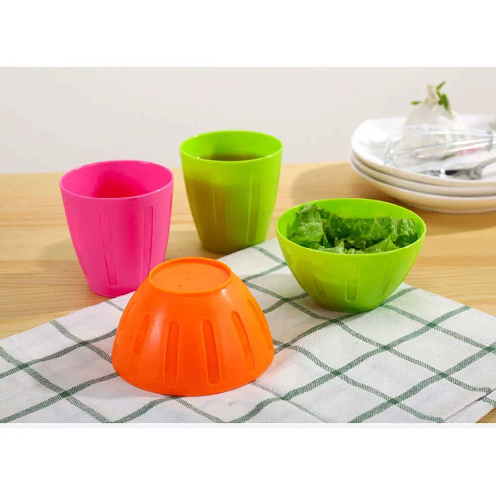 

6 Plastic Bowls Lightweight Portable Reusable PP Material Easy Clean Kids Salad Seasoning Household Kitchen Barware