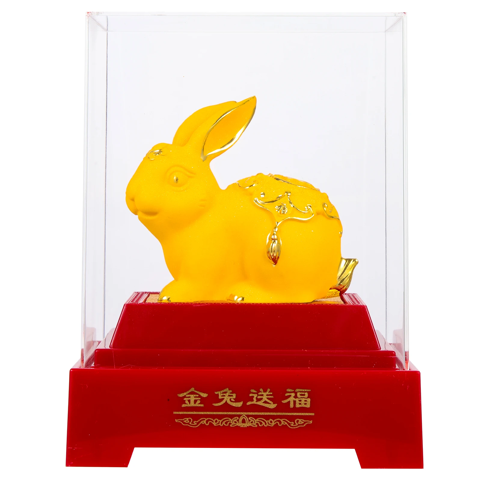 

Golden Rabbit Figurine New Year Decor Cartoon Bunny Statue Home Garden nament 2023 Holiday Gift Resin Design