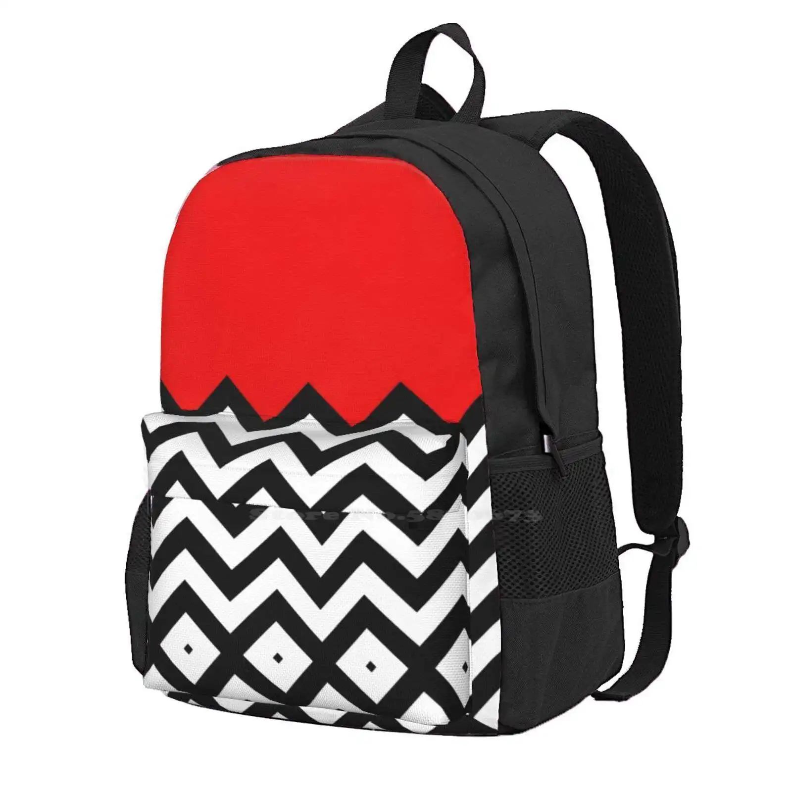 Twin Peaks-Black Lodge Pattern School Bag Big Capacity Backpack Laptop 15 Inch Twin Peaks Fire Walk With Me David Lynch Mark