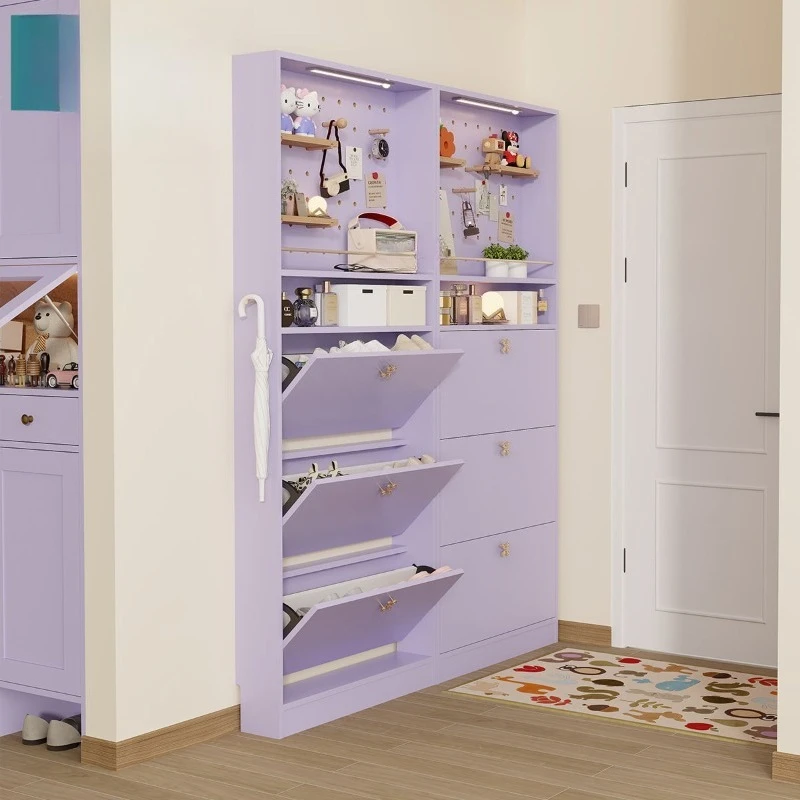 

Tipping bucket shoe cabinet, Nordic style porch shoe change storage cabinet, decorative cabinet upper wall cabinet