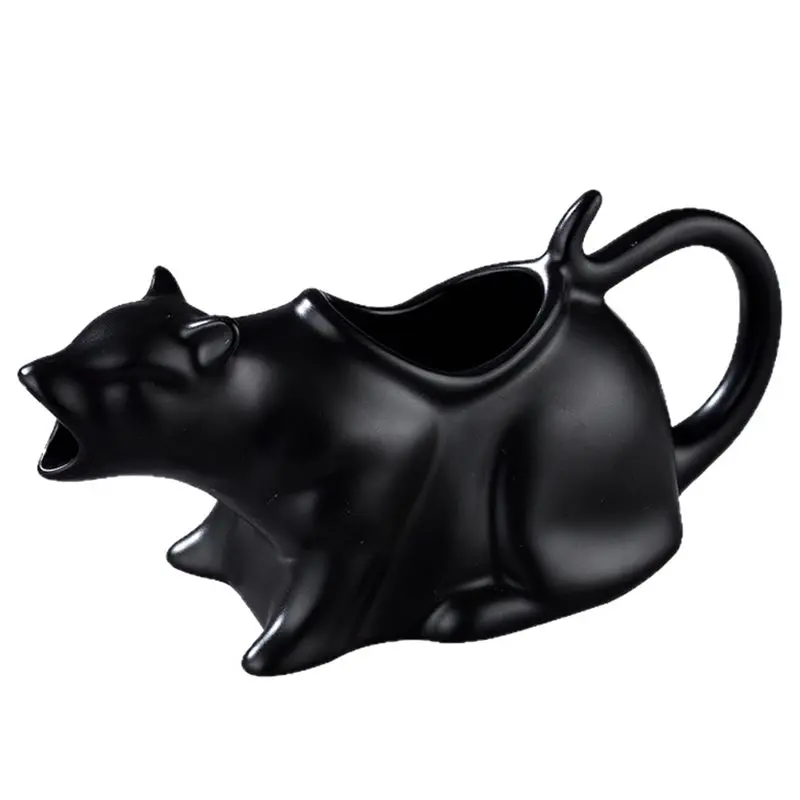 ABVG-Puking Cat Gravy Boat Kitty Sauce Pitcher With Tail Handle, Funny Cat Cream & Syrup Jug