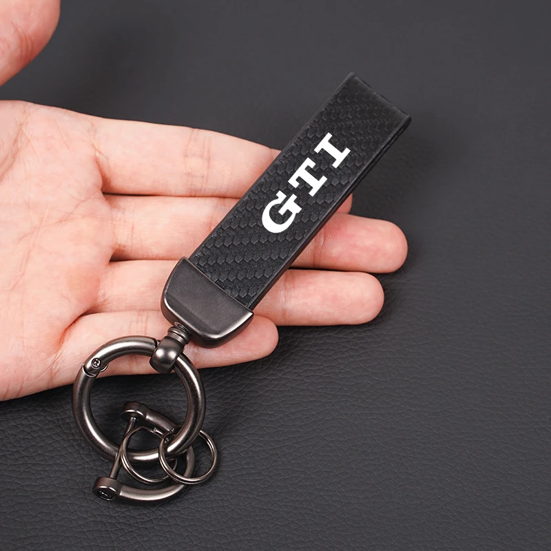 Car Exquisite Carbon Fiber Keychain Auto Styling Custom Key Ring For Volkswagen GTI T-ROC GTD Atlas Tiguan Passat Golf Touareg