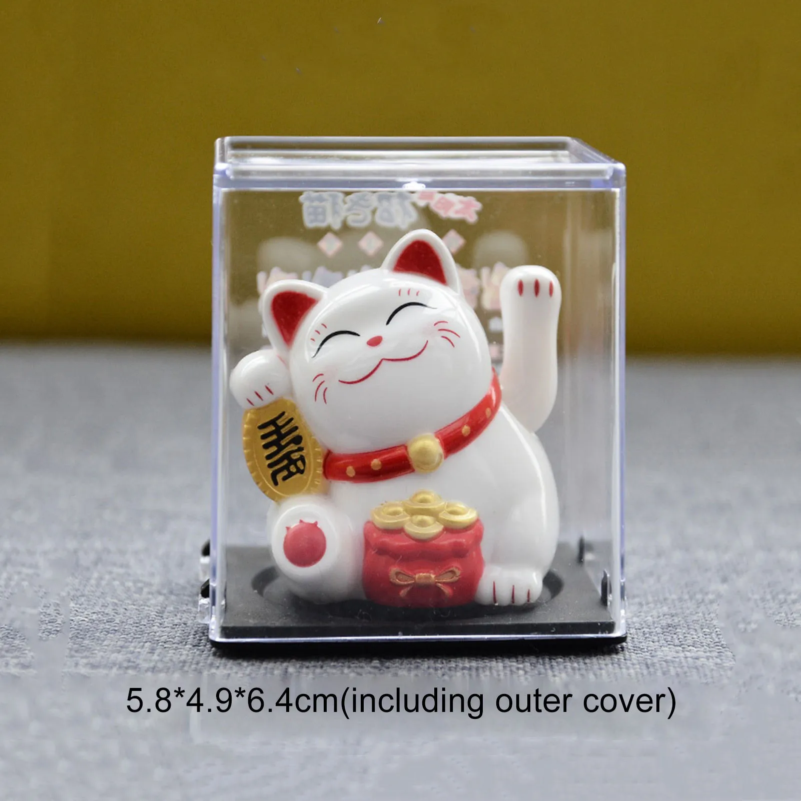 Solar Fortune Cat Ornament Automatic Waving Lucky Cat Car Decoration Cake Baking Decoration Automatic Hand Waving Fortune Cat