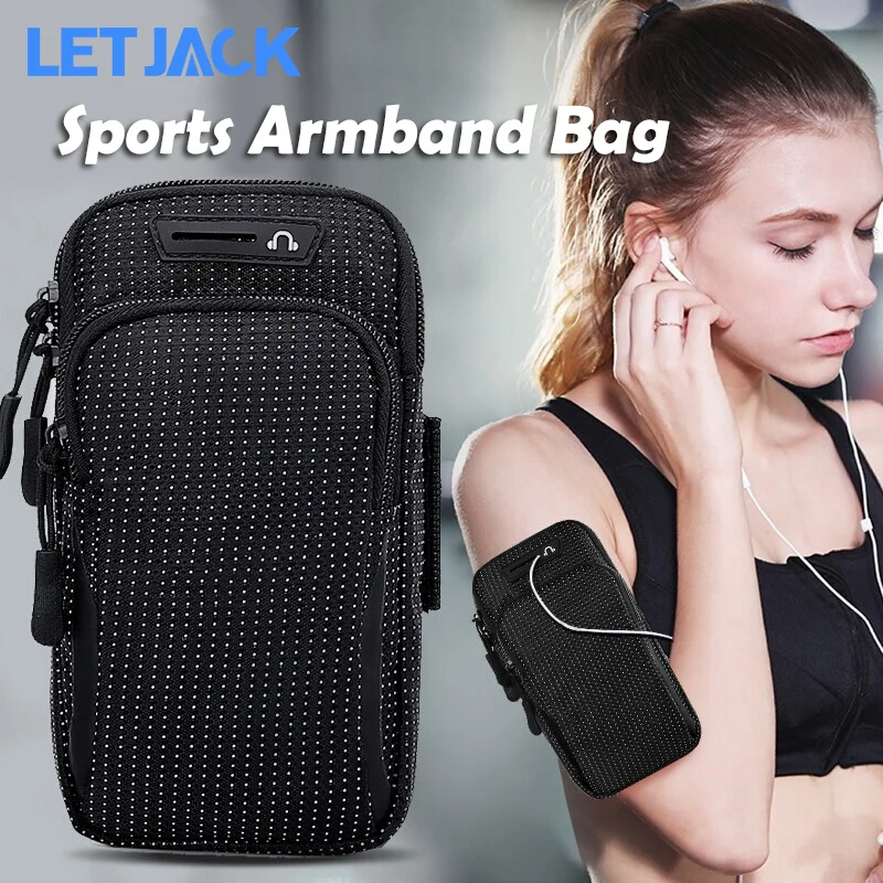 

Universal 6.8'' Mobile Phone Armband Bag With Headphone Jack Breathable Sports Running Luminous Bag Gym Mobile Phone Accessories