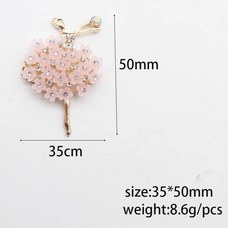 2pcs/batch Resin Floral Ballet Rhinestone Flat Base for DIY Hair Accessories or Wedding Decorations