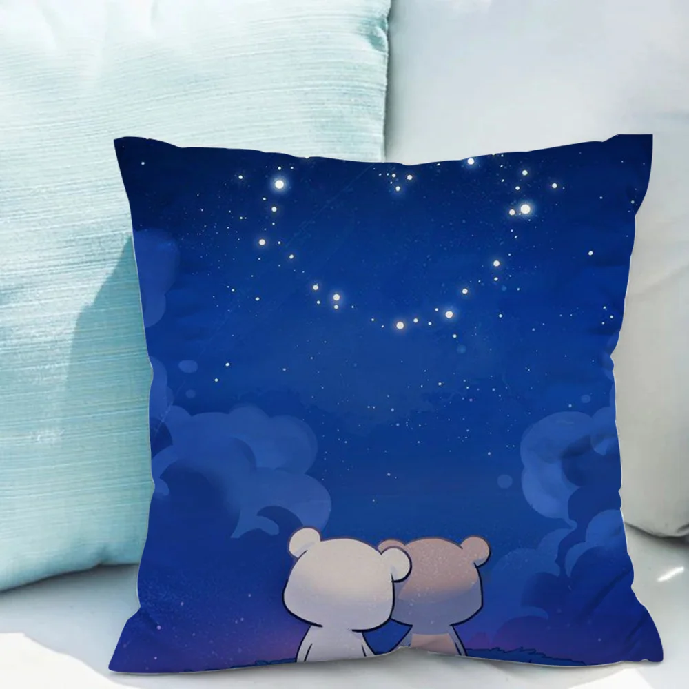 Short Plush Milk Mocha Bear Cushion Cover 45 × 45 Decorative Pillowcases Bed Cushions for Living Room Car Sofa Pillow Cover Home