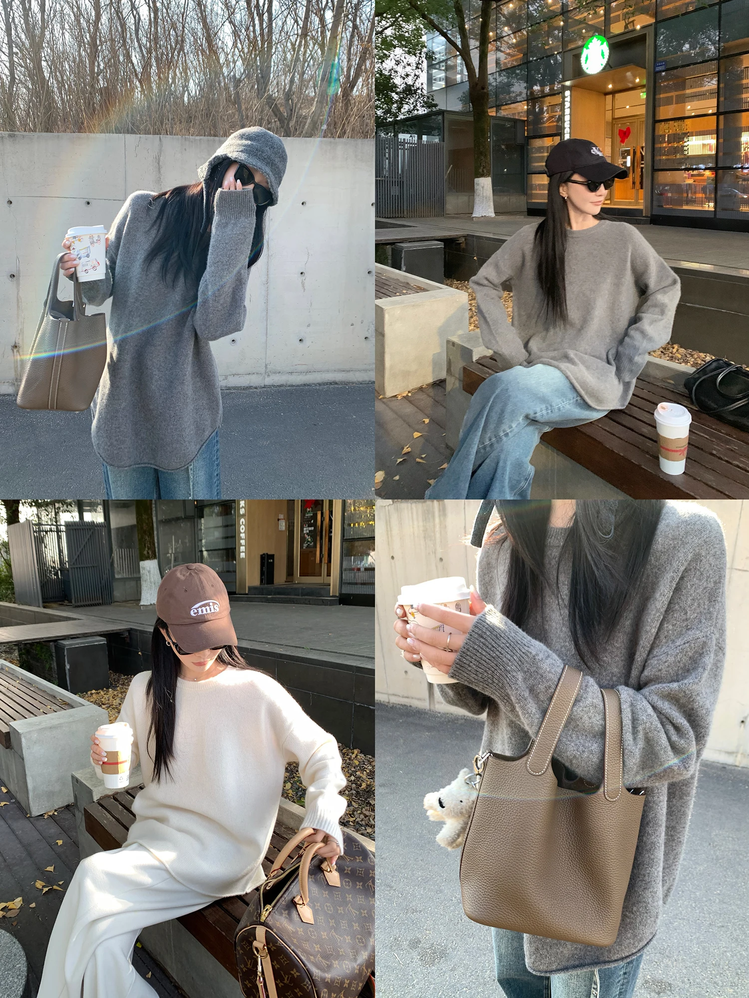 

Soft Camere Wool Sweater with Cuffed Medium Length Loose Fit Comfortable to Wear Daily Commute Sle Warm Long Sve