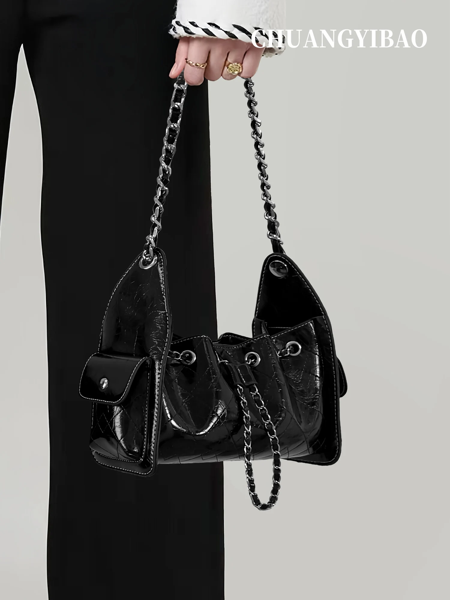 

Сумка-о плечо с геометрической цепочкой, большая пригородная сумка Capaci, модная модная модная сумка из искусственной кожи, квадратная авпа