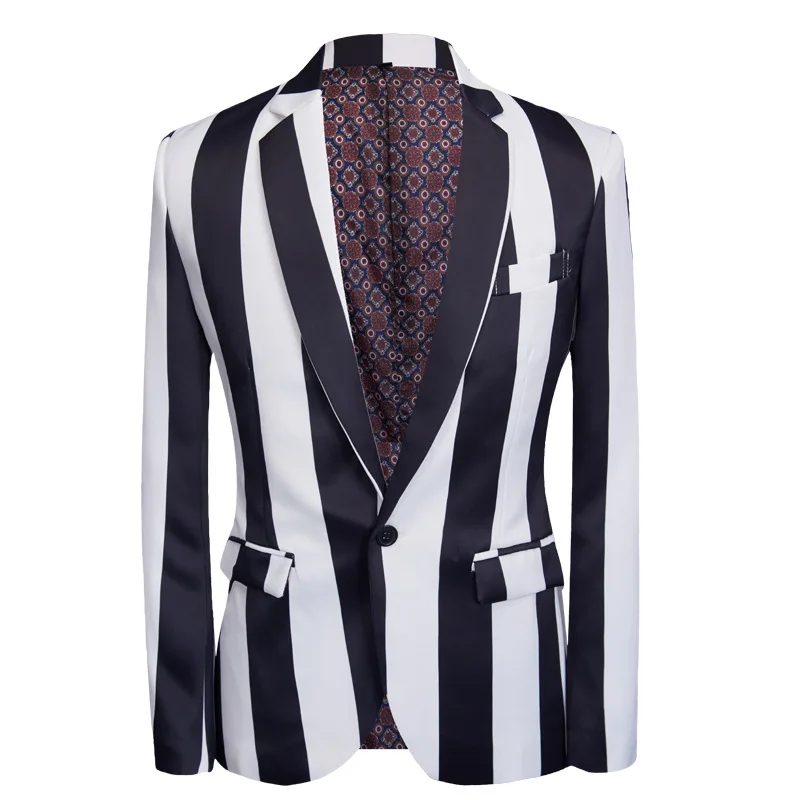 2023 moda uomo Business in bianco e nero Zebra Stripes abito formale/maschile Slim Stage Party 2 pezzi blazer set giacca pantaloni