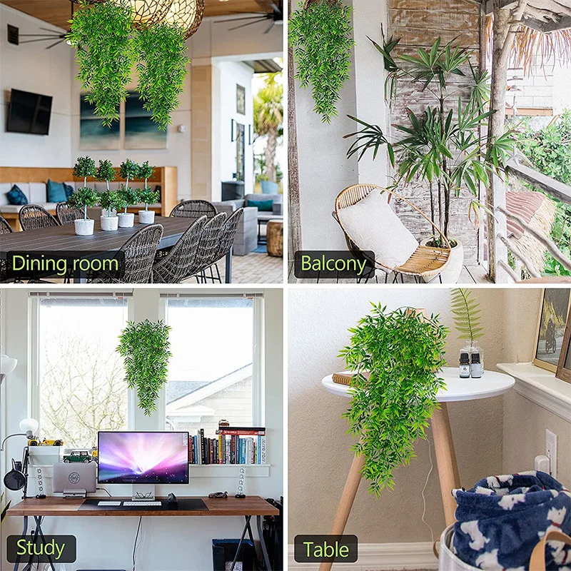 80cm Artificial Flower Bamboo Leaf Rattan Fake Green Leaf Vine Home Outdoor Decoration Hanging Plant Wedding Decorations
