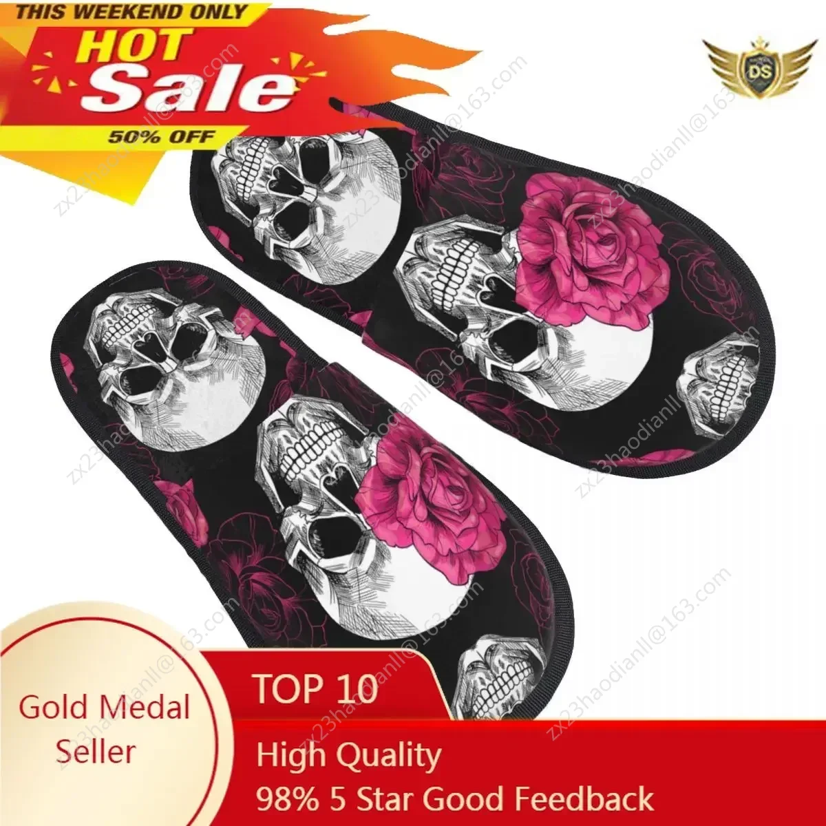 

Fur Slipper For Women Men Fashion Fluffy Winter Warm Slippers Skulls And Pink Roses House Shoes