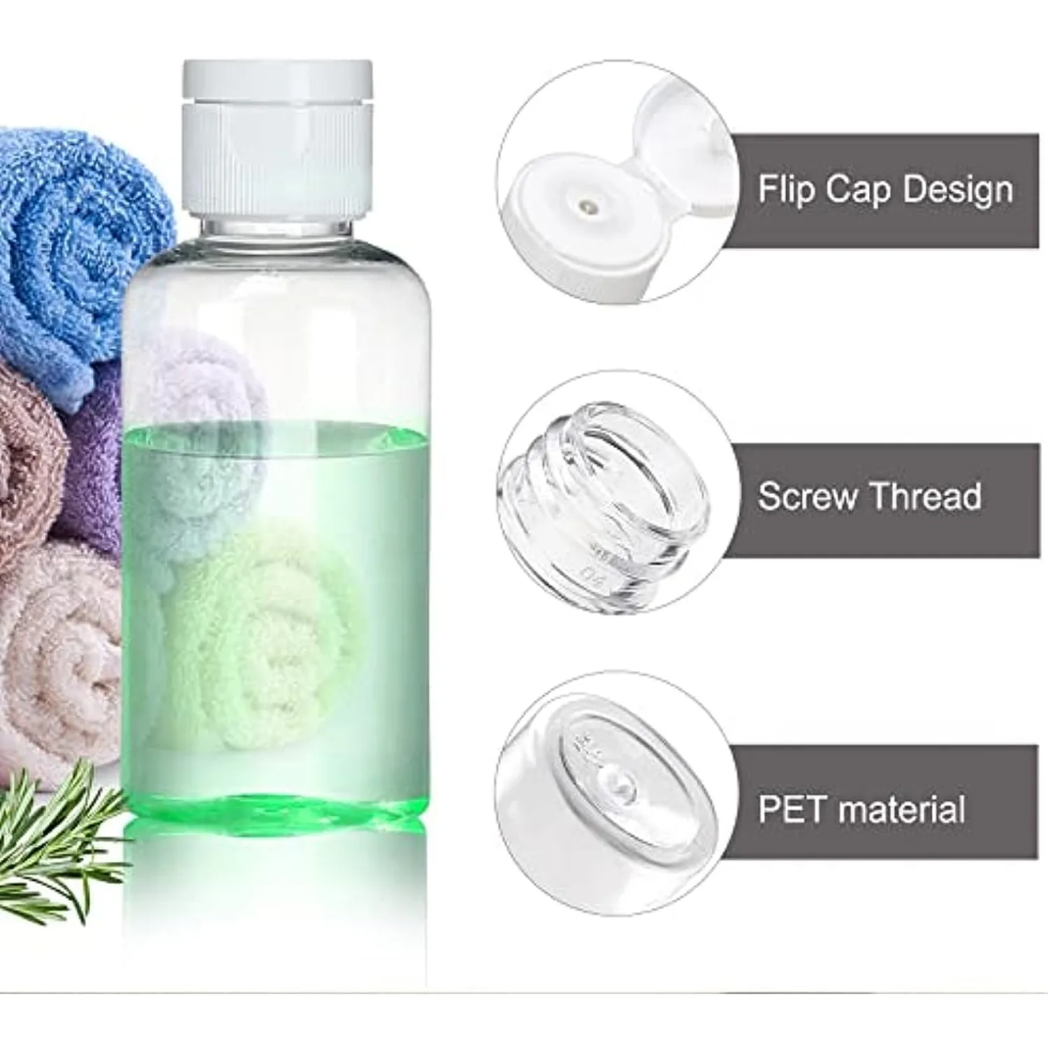 10/20PCS PET Squeeze Bottles with Flip Cap Hand Sanitizer Bottle Travel Refillable Container for Shampoo Lotion Cream Body Soap