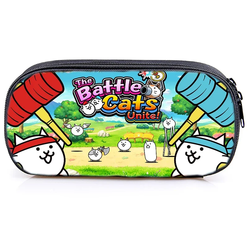 3D The Battle Cats Pencil Case Kids Cartoon Pencil Bag Cosmetic Cases Multifunction School Supplies Stationery Bag Pen Bag Gift