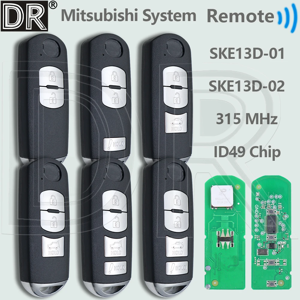 DR ID49 315MHz SKE13D-01/SKE13D-02 Car Remote Control Key For Mazda CX-3 CX-5 CX-9 3 5 MX-5 Miata 2013-2019