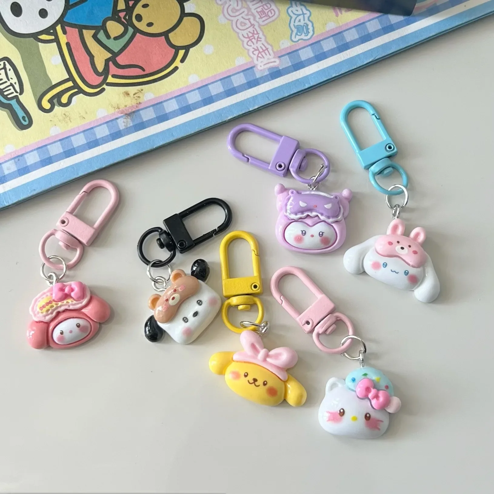 

Cute Hello Kitty Cartoon Keychain Cinnamoroll Pochacco Kuromi Kawaii Pendant Couple Gift Backpack Accessories