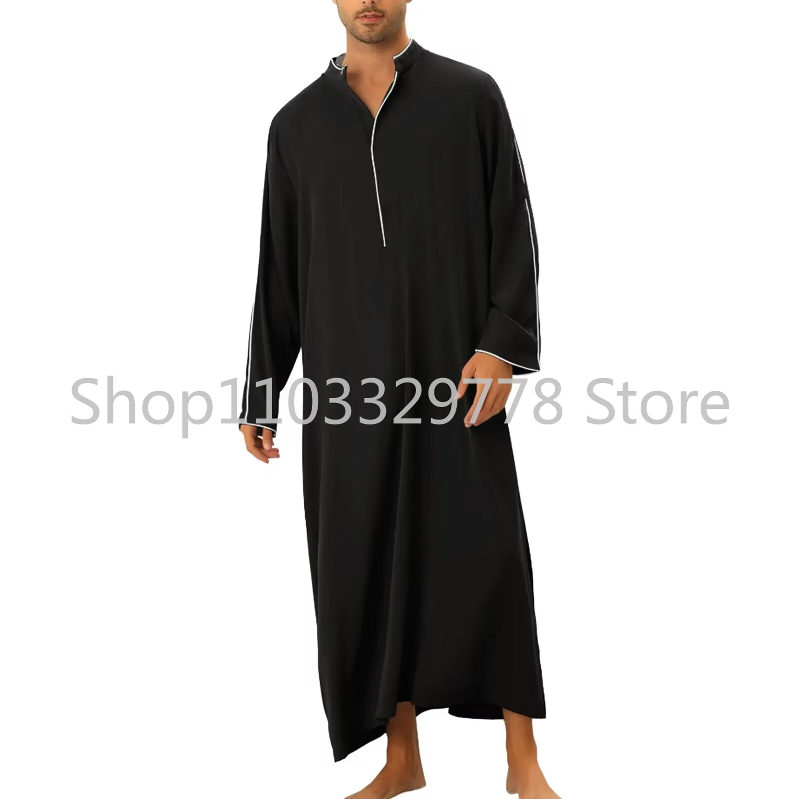 2023 Cross-Border Foreign Trade AliExpress Arabic Style Simple Long Men's Shirt Muslim Robe Men