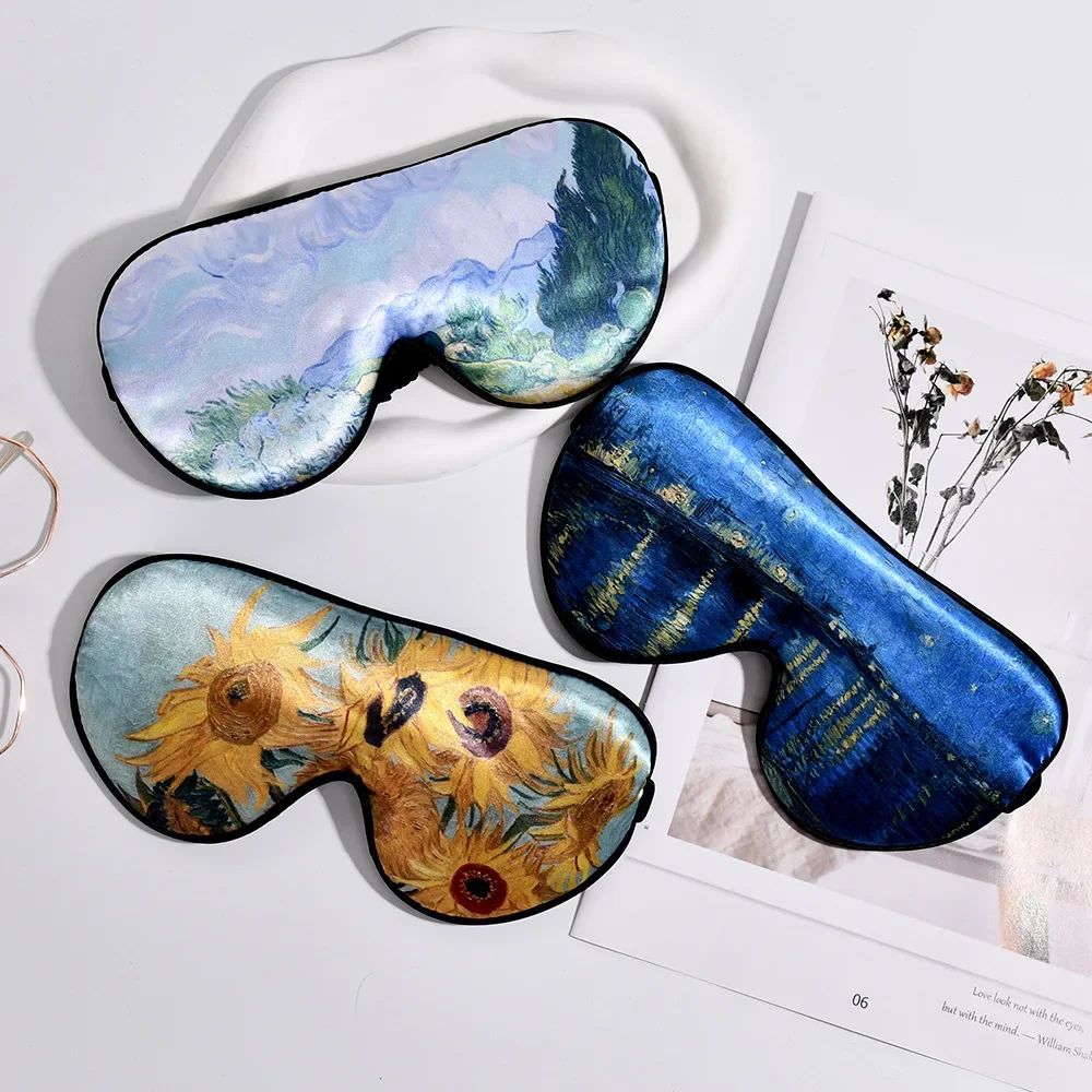 Van Gogh Printing Eye Mask Sunflower Shading Sleep Eye Mask Retro Portable High Beauty Eye Mask Wholesale Eyepatches 수면안대