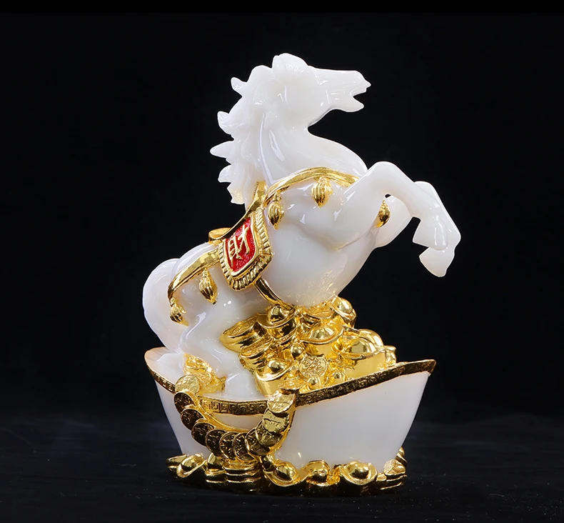 2021 Asia HOME office shop company business Prosperity GOOD luck Success gold-plating Fortune horse FENG SHUI talisman statue