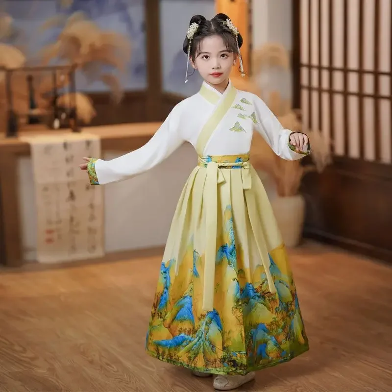 Robe Hanfu chinoise pour garçons et filles, costume de nouvel an pour enfants, costume de carnaval des Prairies, ensemble de cs