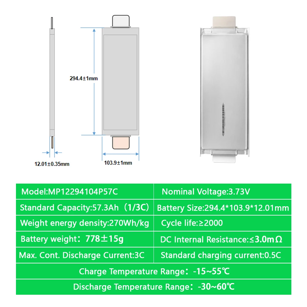 Farasis 57Ah P57C 3.7V NMC Pouch Cell 53ah 57ah 55ah 45ah 35ah 73ah 90ah Lithium Ion Pouch Cell Wholesale Polymer Battery Cell