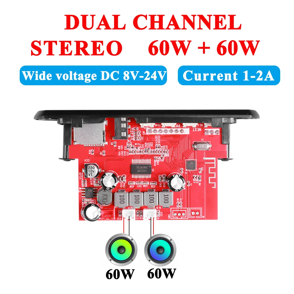 KEBIDU 120W Wzmacniacz Bluetooth Odtwarzacz MP3 Bezprzewodowy Samochodowy Dekoder MP3 WAV Płytka Dekodująca DC 12V Odtwarzacz Muzyki Moduł Radia FM Do Samochodu Domu — zdjęcie produktu 2