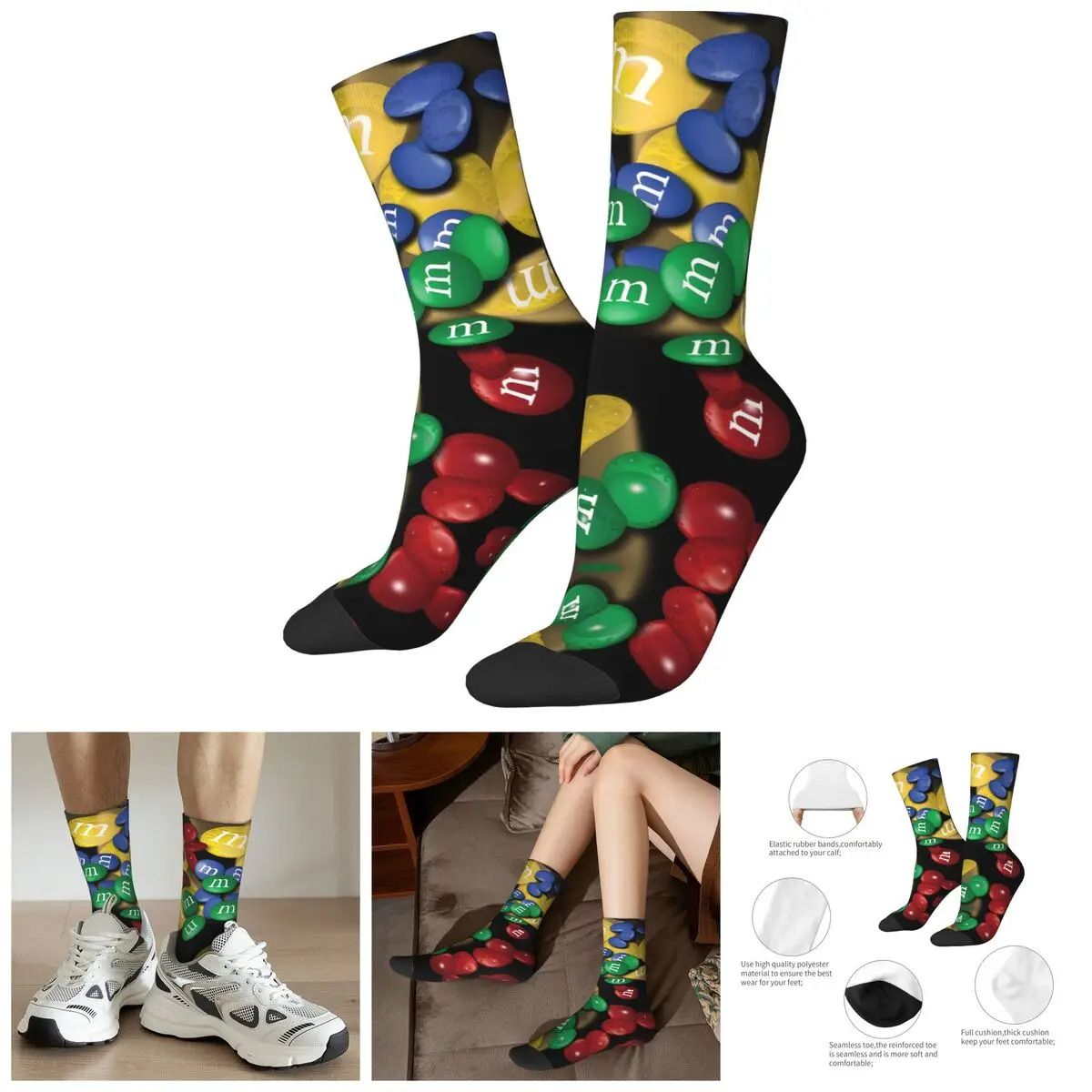 

Funny Happy Men's compression Socks Neat Vintage Harajuku M Chocolate Hip Hop Novelty Seamless Crew Crazy Sock Gift Printed