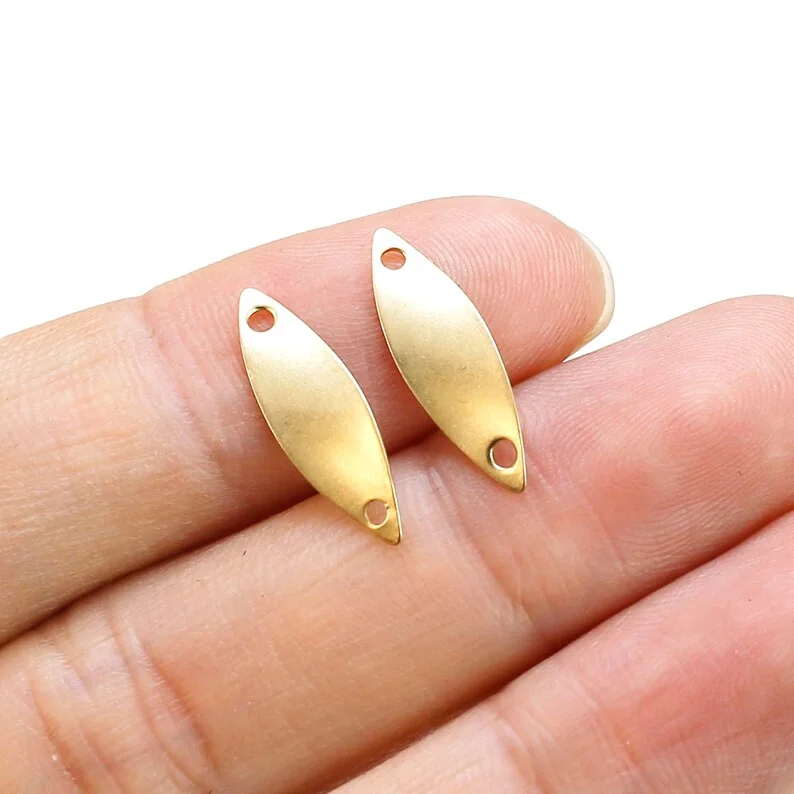 

50pcs Marquise Earring Charms, Leaf Brass Connector, Jewelry Making Charms, Earring Findings, 18x5.8x0.4mm R2591