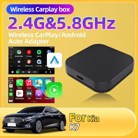 Kia K7 Car Mate Box 무선 CarPlay 안드로이드 자동 어댑터 변환기 iPhone 및 Android 전화 용 5.8Ghz WiFi BT 자동 연결