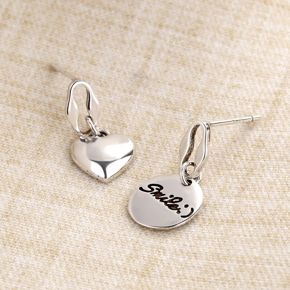 

925 Sterling Silver LOVE Heart Round Ear Piercing Stud Earrings For Women Luxury Jewelry Accessories Wholesale