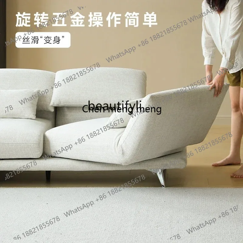 LHY26 ssMultifunctional Sofa Living Room Rotating Backrest Small Unit Dynamic Island Straight Row Fabric Sofa
