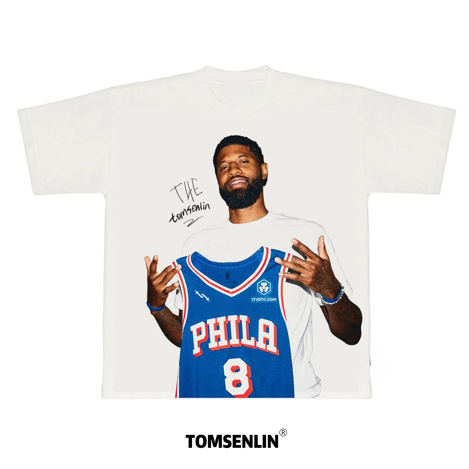 Camiseta Americana de Manga Corta con Diseño Estampado Paul George de Tomsenlin25SS 2026 - Cómoda, Transpirable, con Estilo de la Era Y2K