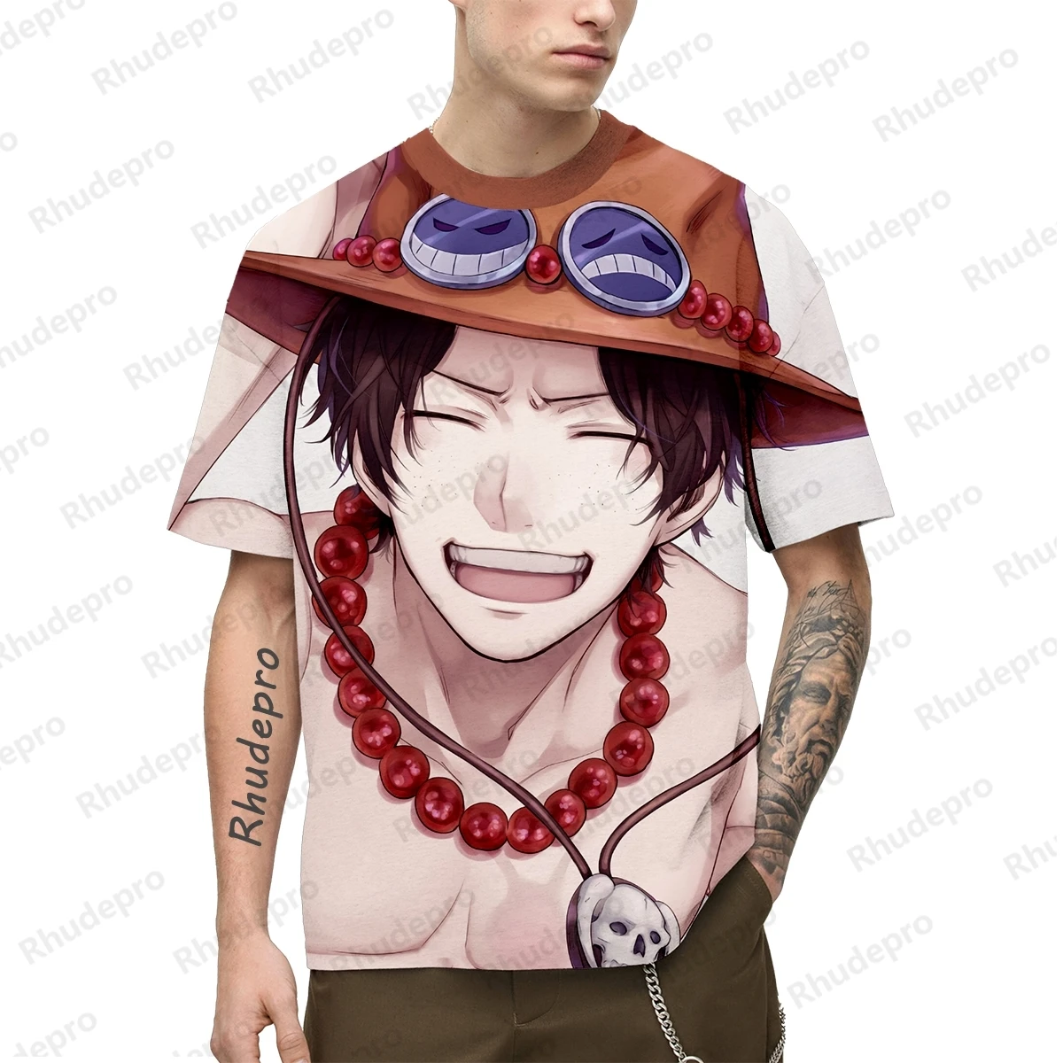 

2024 Summer Men's Anime One Piece Monkey D. Luffy 3D Printing Role Play Women's And Children's Street T-shirts Unisex Large Top