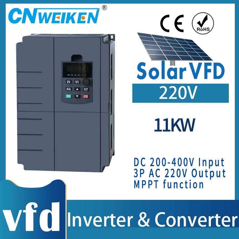 Imagem -03 - Conversor Solar de Frequência Vsd Vfd Inversor Solar 50hz Europa 220v 11kw 15kw 18.5kw Entrada dc 200400v Saída 3phase