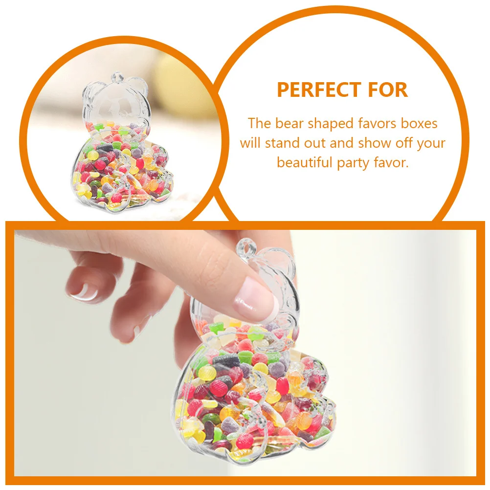 

15Pcs Bear Shaped Boxes Cute Candy Packaging Transparent Favor Boxes for Bridal Shower Shower Celebration Gift