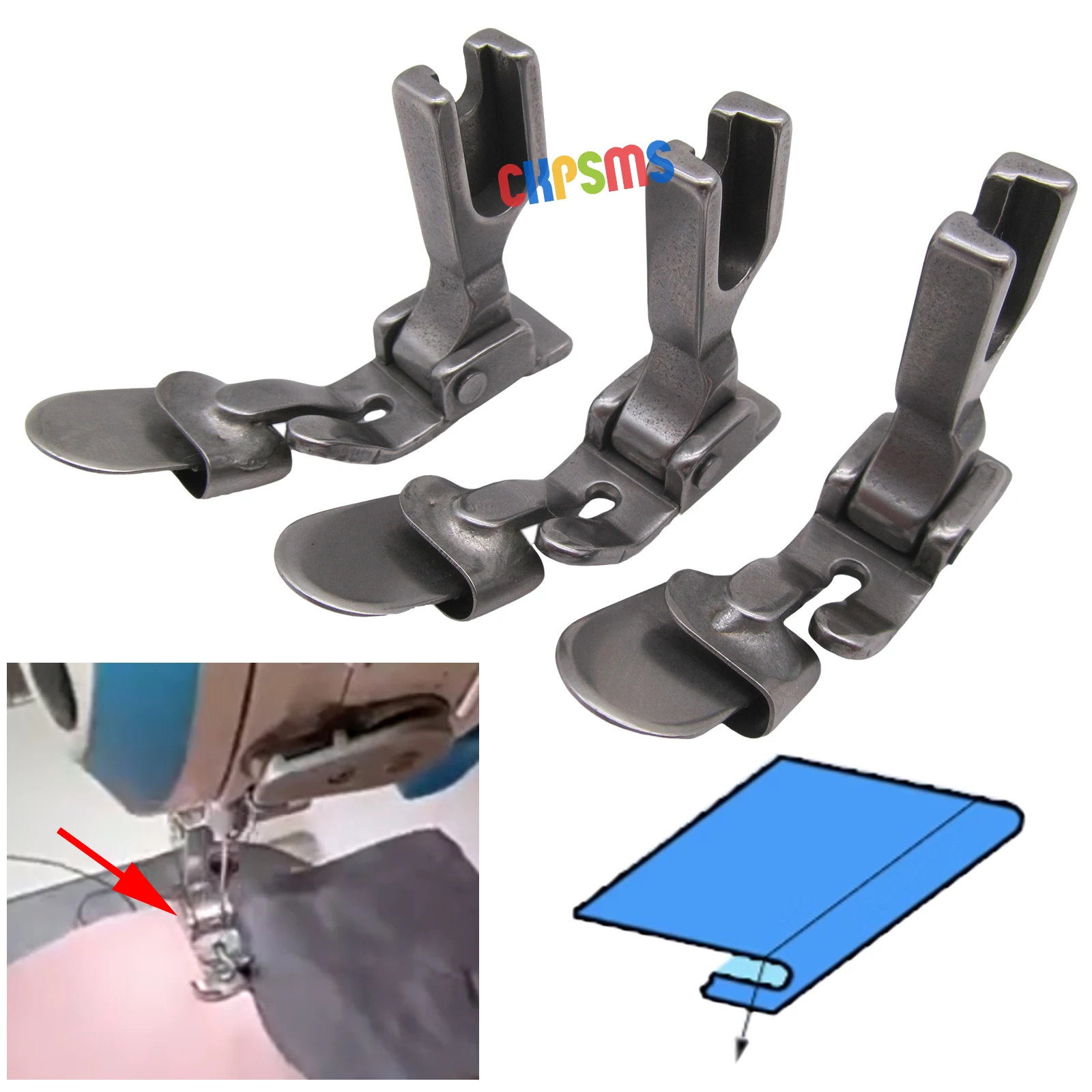 #P351-NI Set (1mm+2mm+3mm) Fold Down Hemmer Foot FOR JUKI DDL-5550 8700 BROTHER DB2-B755 B737 Single Needle Sewing