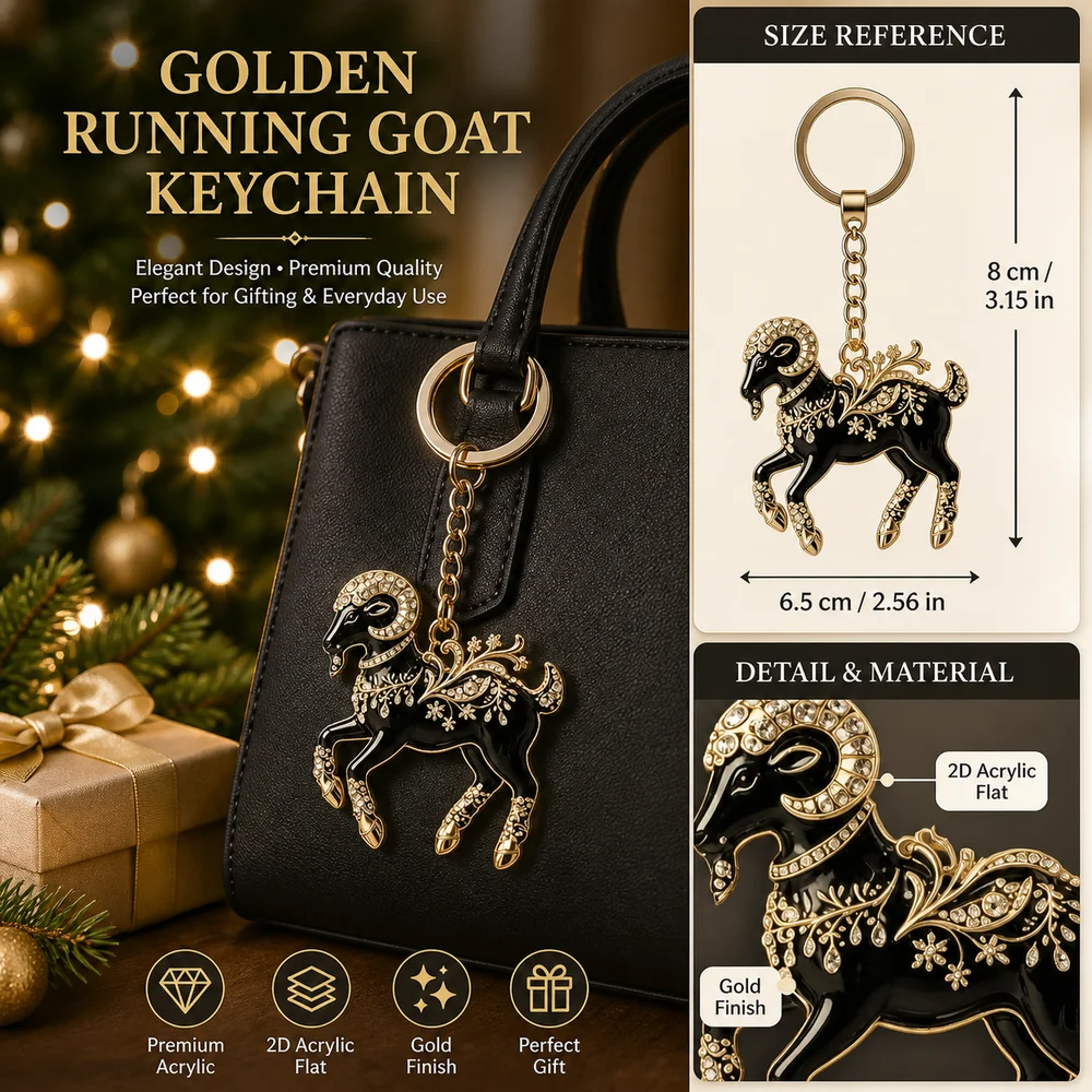 New Year Gift 2D Design Goat Keychain Ornate Acrylic Goat Key Ring Decorative Running Goat Goat Bag Charm Backpack Decoration