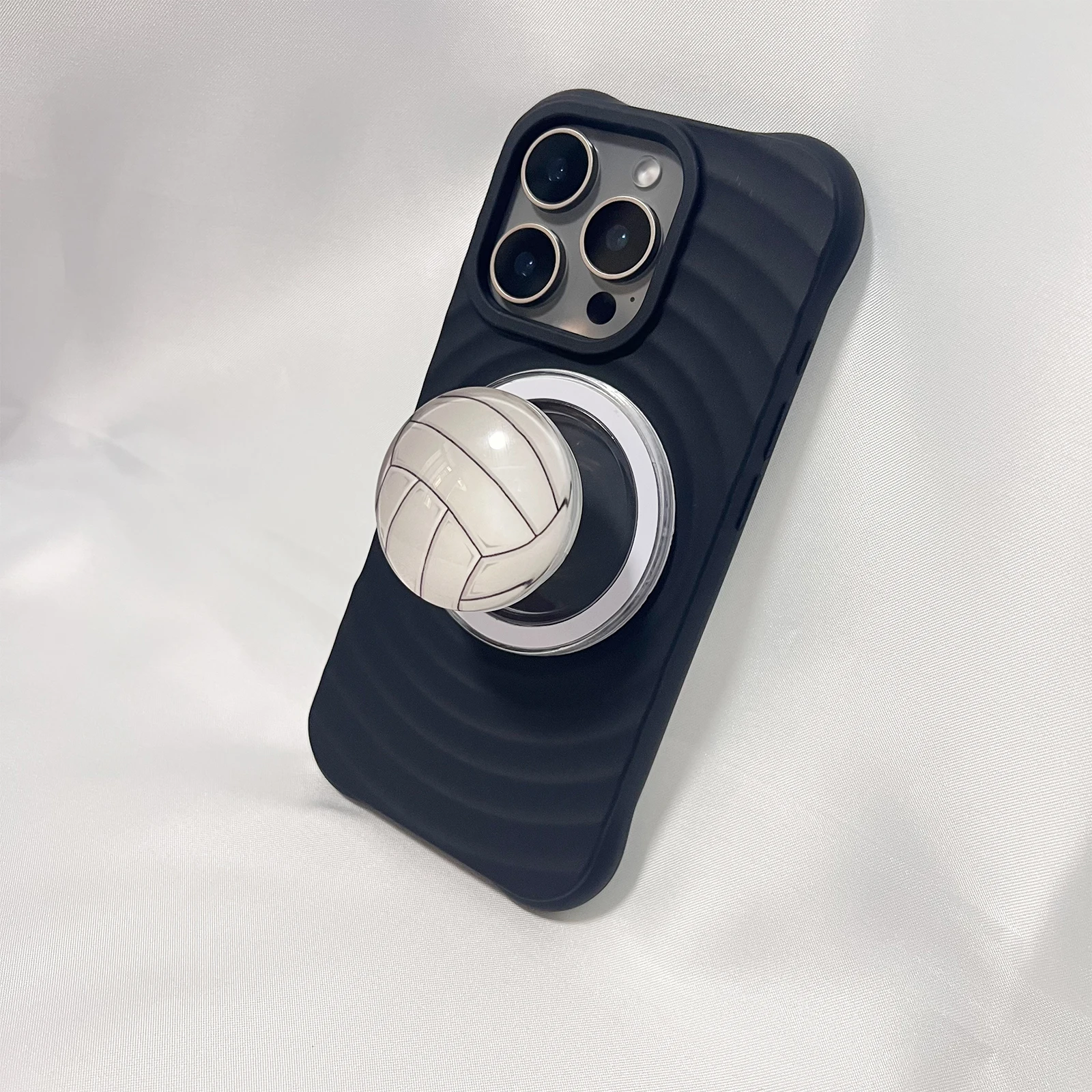 เคสโทรศัพท์มือถือแบบลูกบอลคริสตัล 3 มิติ สีขาว พร้อมที่วางโทรศัพท์แบบตั้งได้ รองรับแม่เหล็ก Magsafe สำหรับ iPhone Samsung Griptok