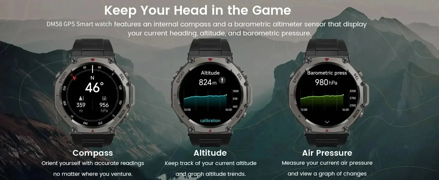 2025 New Military Bluetooth Call Smart Watch Built-in GPS Compass Barometric Altimeter 10ATM Waterproof Sports Smartwatches Men