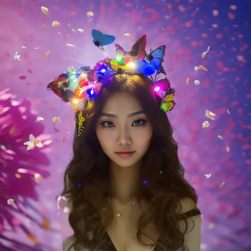 Led Leuchten Schmetterling Stirnband Neon Party Weihnachten Geburtstag Haar Zubehör Kawaii Schmetterling Leuchtende Haar Girlande Für Frauen