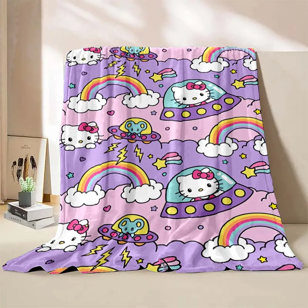 Hello Kitty Sanrio Blanket Soft Fluffy Cartooon Throw King Size Luxury Blanket Kid Boy Adult Sofa Bed Blanket Cover Throw Gift