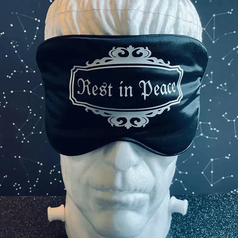 Rest In Peace Black Sleep Mask Gothic fall Halloween bridal shower Bachelorette Party Wedding bride to be Bridesmaid Goth Gift