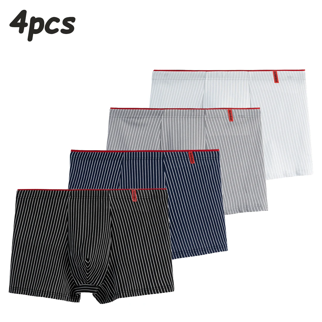 

Mens Striped Boxer Briefs 4Pcs Pack Multiple Colors Fashion Underwear Comfortable Stretch Mens Underwear Trunks Hot Boxer Briefs