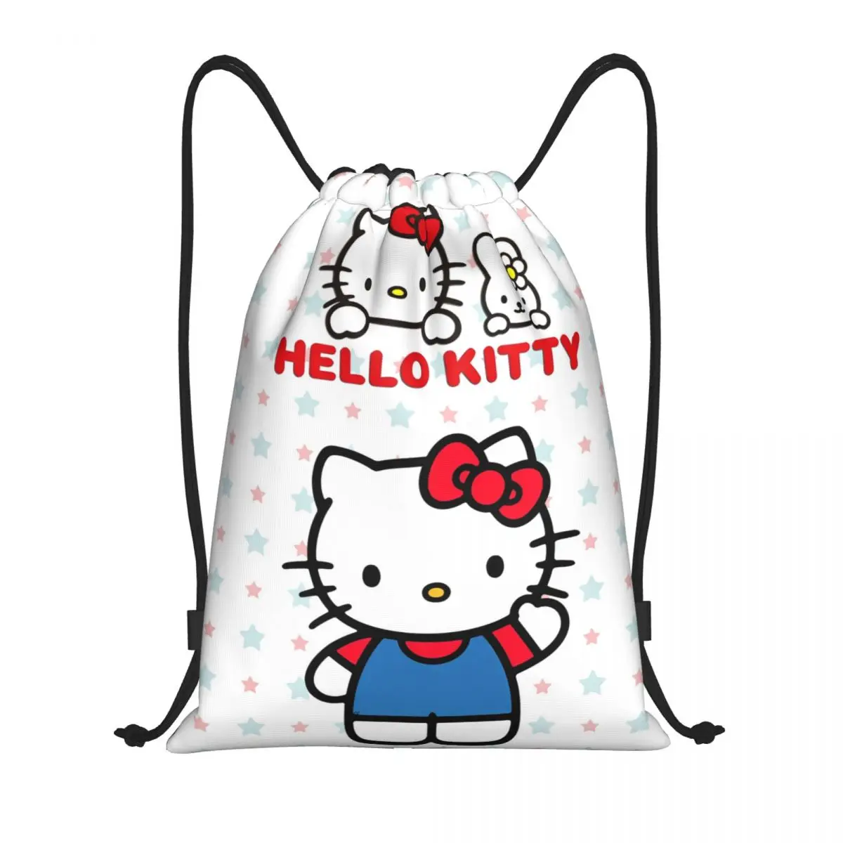 Cartoon Cute Hello Kitty Drawstring Backpack Sports Gym Sackpack HelloKitty String Bag for Exercise